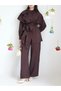 One-Shoulder Ruffle Pants Suit - 61848 - Bitter Brown