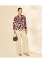 Women Burgundy And Ivory Printed Blouse - 5