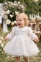 Baby Girl White Long Sleeve Bebe Collar Pearl Birthday Eid Special Day Wedding Birthday Dress 9-24 Months
