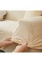 Stretch Couch Cover, Thick Solid Color All-inclusive Anti-Slip Reversible Soft Sofa Cover with Elast - 2