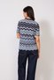 Zigzag Patterned Short Sleeve Crewneck Tricot Sweater Navy Blue - 4