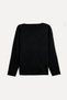 Women's Black Loose Fit V-Neck Double-Breasted Cardigan - 2