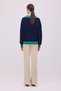 Contrast Color V-Neck Tricot Sweater - 5