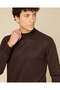 Men Brown High-Neck Sweater - 4