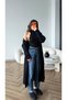 Women's Shawl Collar Oversized Knitwear and Bearded Furry Cardigan - 2
