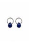 Navy Blue Drop Shaped Silver Earrings