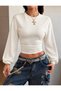 Looc White Long Sleeve Waist Gathered Lycra Bodysuit