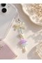 Pearl Bow and Lilac Flower Phone Charm, Cream Heart Beaded Phone Strap, Bag and Camera Decoration - 4