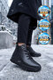 Anatomical Comfortable Sole, Side Elastic, Rubber Sole, Black Genuine Leather Women's Boots 9830 - 3