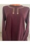 Men's winter cotton jersey blouse with long sleeves and bicycle collar, embroidered burgundy.