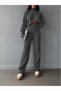 Fingerless Crop High Waist Knitwear Anthracite Gray Set