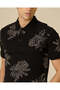 Men Black Floral Printed Polo T-Shirt - 4