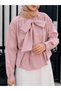 Tie Collar Stone Buttoned Shirt - 4677 - Powder Pink