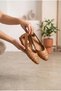 Women's Leather Laser Cut Knitted Patterned Summer Casual Ballerinas - 3