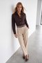 Women's brown gold pearl buttoned slim fit poplin shirt alc-x15996 - 3