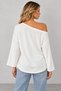 Women's One-Shoulder Open Long Sleeve Loose Oversize Modal Blouse Relaxed Fit Casual Stylish Blouse - 3