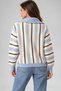 Women's Turtleneck Striped Double Zipper Wool Knitwear Cardigan - 4