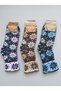 Turkmen Socks Woolen Booties 3-Pack Foldable Keep Warm Winter Home Socks Unisex Mixed Pattern