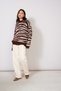Animal Patterned Sequined Crew Neck Tricot Sweater Brown - 4