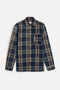 Men's Navy Blue Plaid Comfort Fit Shirt Jacket