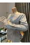 Women's Middle-Aged and Above Sea Shell Motif Winter Mother Combed Cotton Blouse - 3