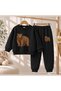 Team Sweatshirt Brown Bear Printed Girls Boys Crew Neck