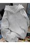 Fashionable Women's Winged Stone Printed 3 Threaded Yarn Embossed Fabric Hooded Oversize Sweatshirt - 2