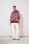 Animal Patterned Sequined Circular Neck Tricot Sweater Burgundy