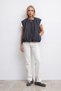 Women's black crew neck zippered lined sleeveless trench coat alc-x15620 - 3