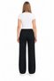 Women's Black High Waist Steel Fabric Wide Leg Pants - 2