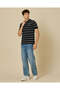 Men Black Striped Polo T-Shirt - 5