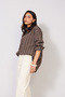 Long Sleeve Oversize Striped Shirt Brown - 3