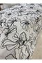 Linen Fabric with Black Floral Embroidery - Cordone Embroidered Linen Fabric