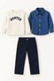 Boy's Hunter Knitwear Sweater Denim Shirt Pants 3-Piece Set Holiday Set - 2