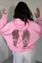Women's angel sequin back hoodie sweatshirt - pink - 3