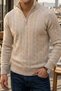 High Collar Half-Zipper Hair Knit Sweater - 2