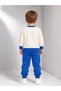 Boy's Teddy Bear Printed Striped 100% Cotton Seasonal Sweatshirt and Sweatpants 2-Piece Set - 4