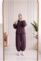 Arlina Collar Detailed Elastic Cuffed Trousers Suit-Nl1047 Plum