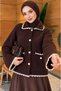 Stylish Knitwear Women's Cardigan with Lace Trim and Pearl Button Detail