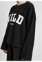 Women's Black Crew Neck Wild Printed Sweatshirt - 3