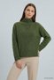 High Collar Off-Shoulder Oversize Sweater 2589 Khaki - 2