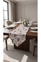 Duck Fabric Triangular Runner 40X110 cm – Christmas Santa Claus and Reindeer Patterned, Water Repellent Stain-Resistant Decorative Table Runner