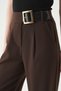Belt Detail Palazzo Trousers 8421A Brown - 4