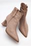 Women's Thick Heeled Pointed Toe Embroidery Detailed Mink Suede Design Boots - 4