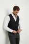 Interview Buttoned Thin Steel Knit Wool Regular Fit Black Knitwear Vest - 3