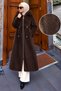 Removable Hooded Fox Coat Tsd260328 Bitter Brown - 2