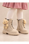 Girl's Teddy Bear Figured Orthopedic Sole Zippered Boots - 3