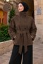 High Collar Epaulet Detailed Cashmere Coat Tsd260355 Brown - 2