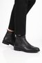 Men's Fur Lined Cold Resistant Rubber Sole Black Genuine Leather Zippered Classic Boots 152