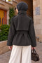 High Collar Epaulet Detailed Cashmere Coat Tsd260355 Smoked - 6